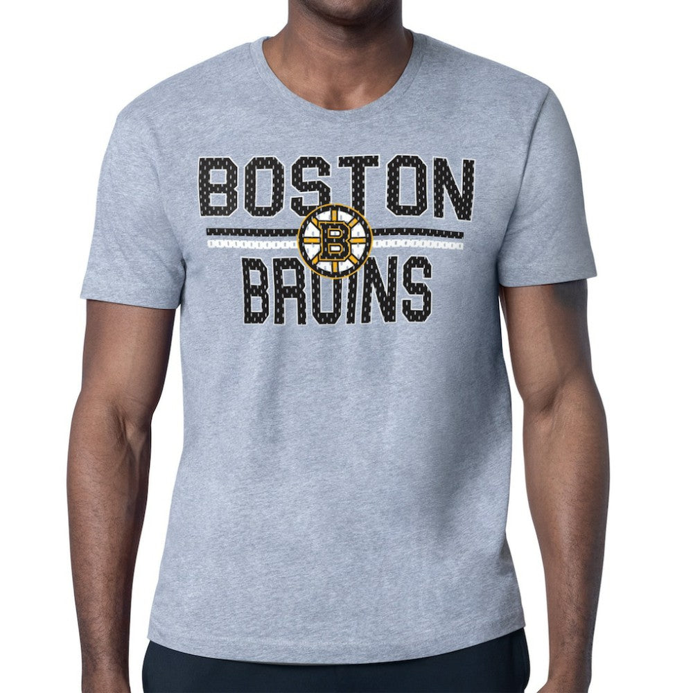 NHL Heather Gray Boston Bruins Starter Mesh Look Team Name T-Shirt