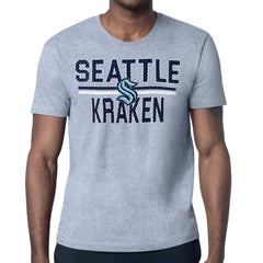 NHL Heather Gray Seattle Kraken Starter Mesh Look Team Name T-Shirt