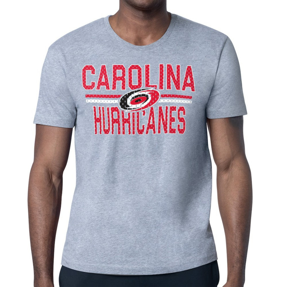 NHL Heather Gray Carolina Hurricanes Starter Mesh Look Team Name T-Shirt