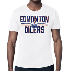 NHL White Edmonton Oilers Starter Mesh Look Team Name T-Shirt