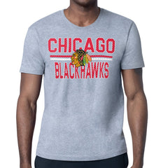 NHL Heather Gray Chicago Blackhawks Starter Mesh Look Team Name T-Shirt