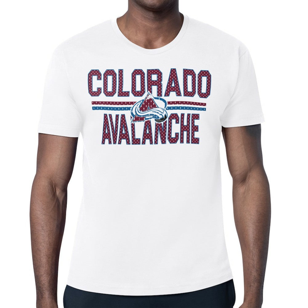 NHL White Colorado Avalanche Starter Mesh Look Team Name T-Shirt