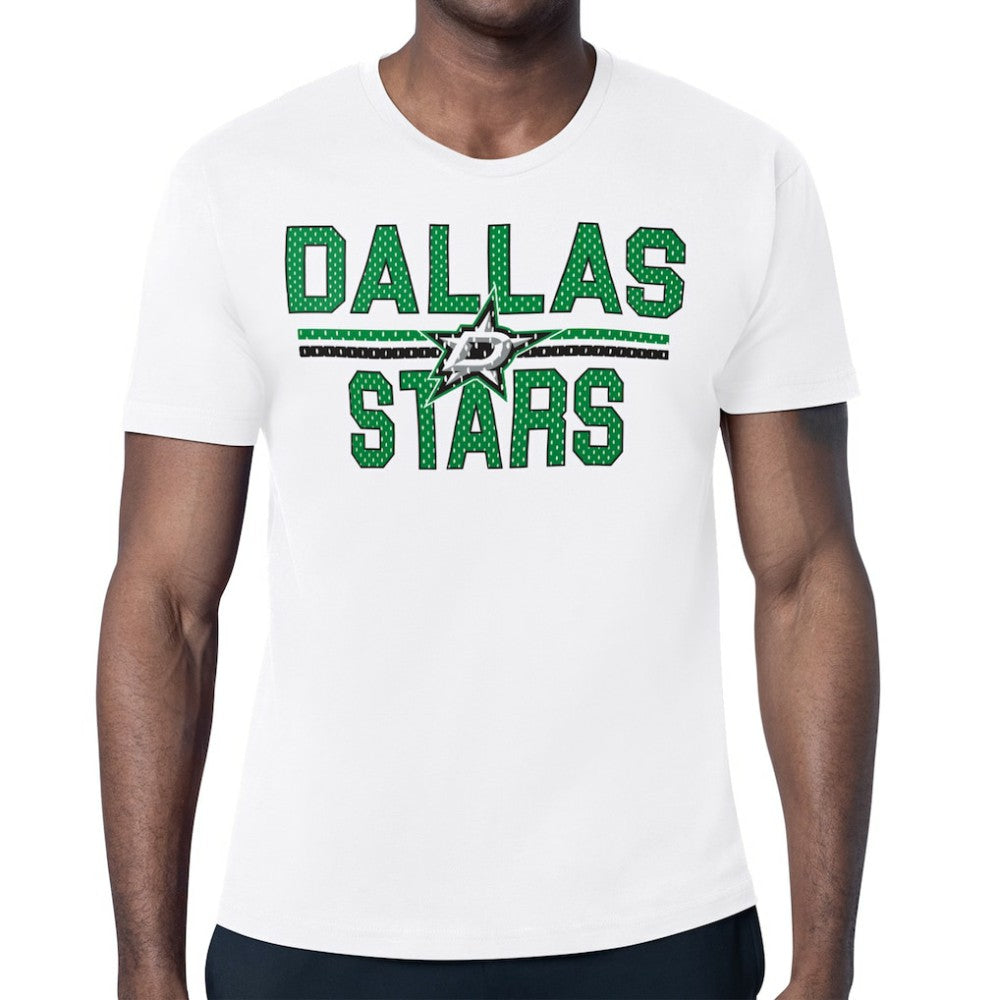 NHL White Dallas Stars Starter Mesh Look Team Name T-Shirt