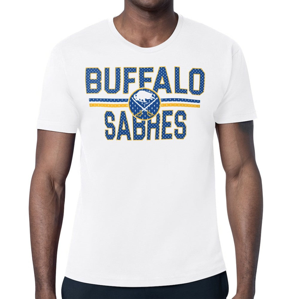 NHL White Buffalo Sabres Starter Mesh Look Team Name T-Shirt