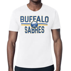 NHL White Buffalo Sabres Starter Mesh Look Team Name T-Shirt