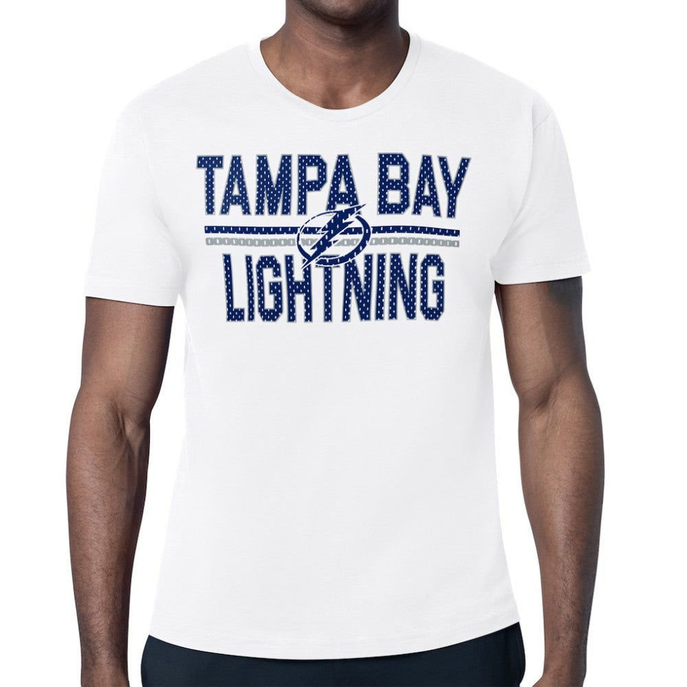 NHL White Tampa Bay Lightning Starter Mesh Look Team Name T-Shirt
