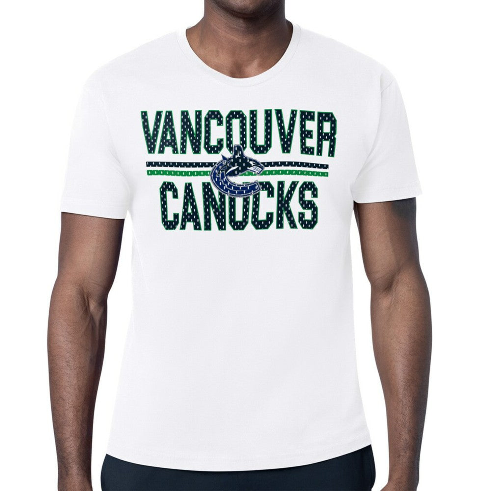 NHL White Vancouver Canucks Starter Mesh Look Team Name T-Shirt