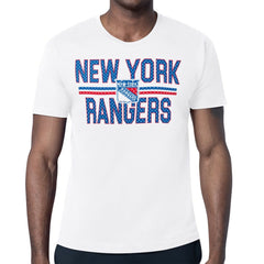 NHL White New York Rangers Starter Mesh Look Team Name T-Shirt