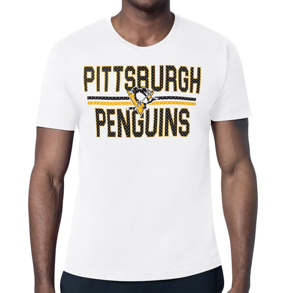 NHL White Pittsburgh Penguins Starter Mesh Look Team Name T-Shirt