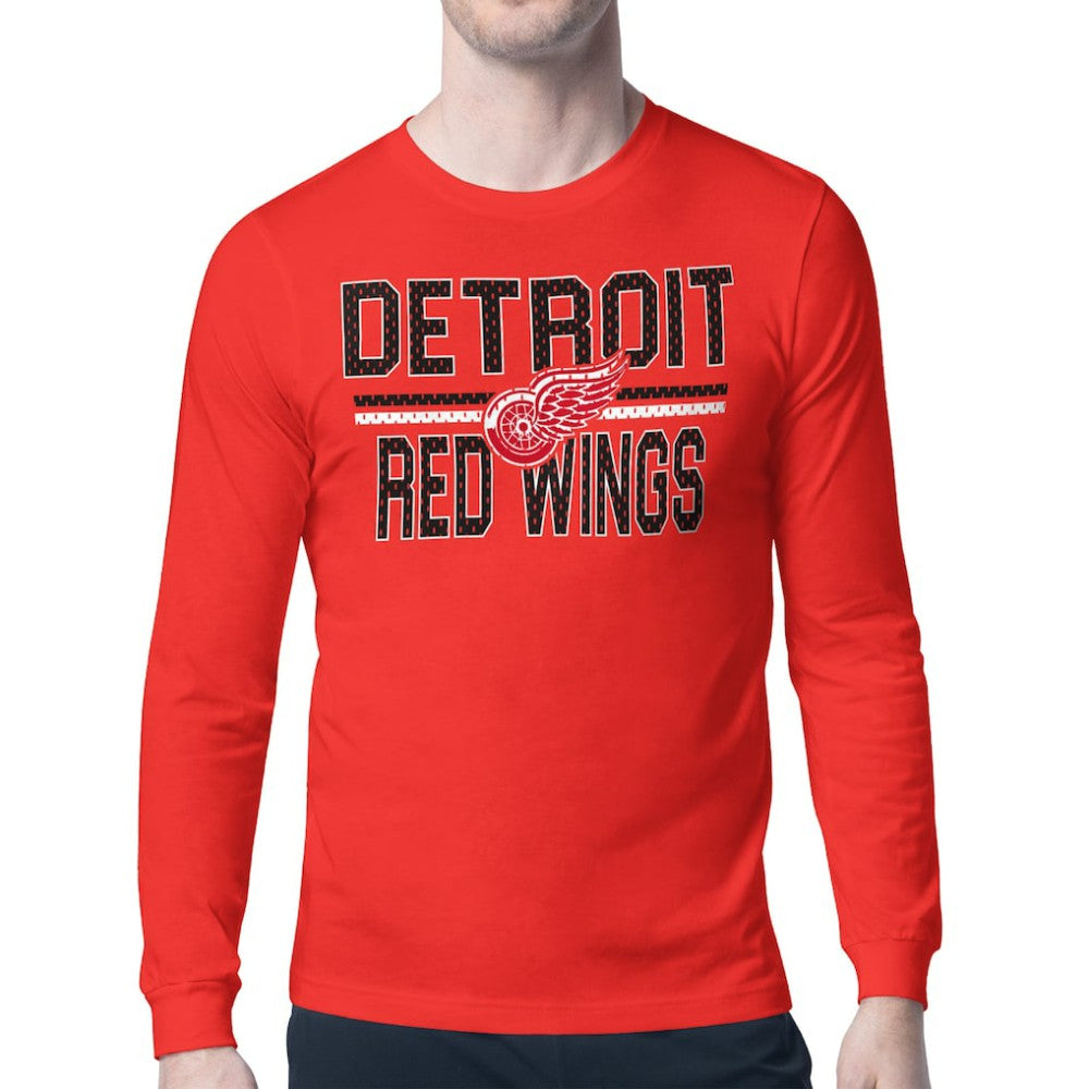NHL Red Detroit Red Wings Starter Mesh Look Team Name Long Sleeve T-Shirt