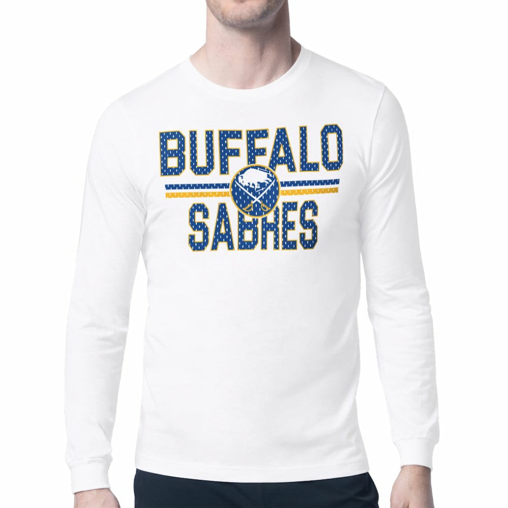 NHL White Buffalo Sabres Starter Mesh Look Team Name Long Sleeve T-Shirt