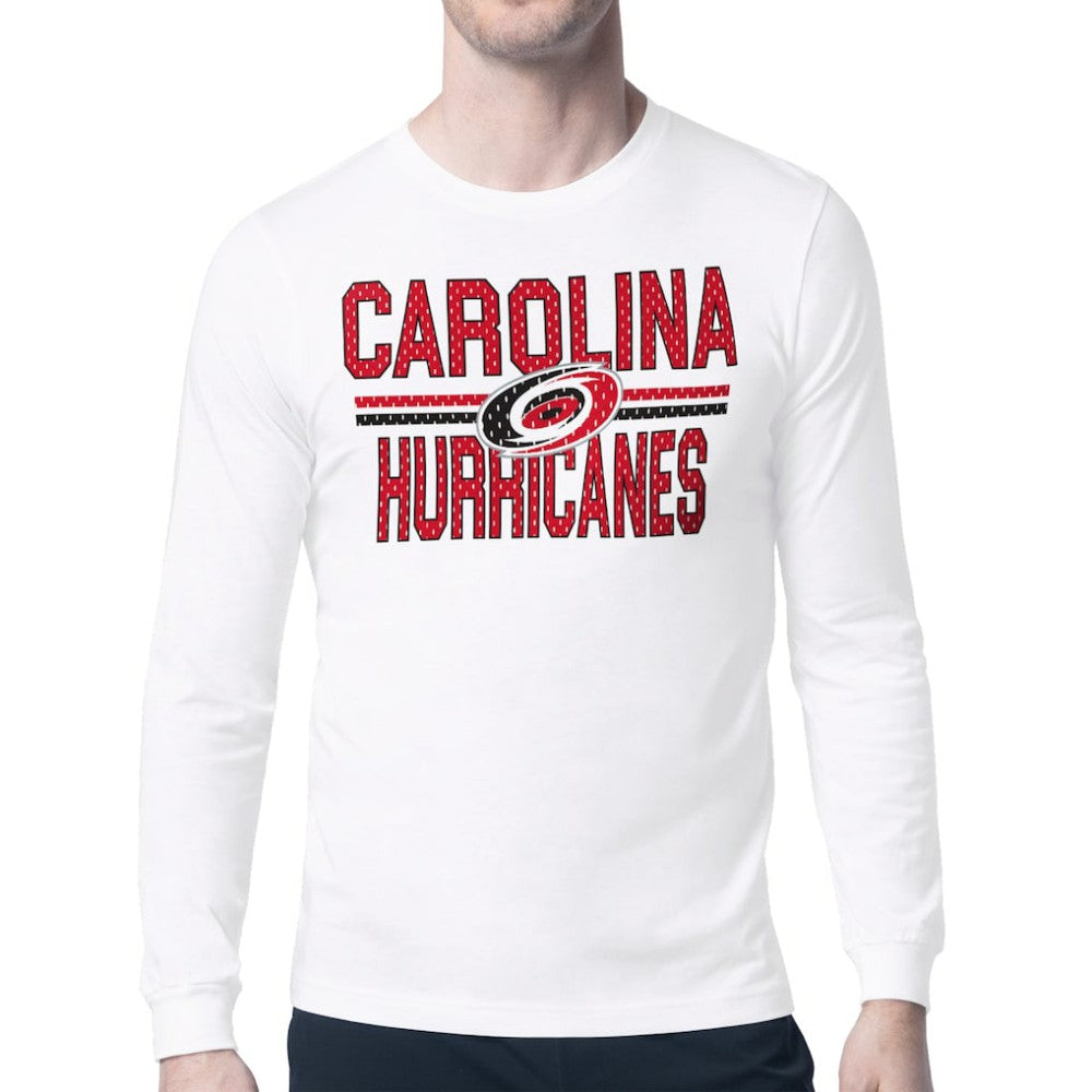 NHL White Carolina Hurricanes Starter Mesh Look Team Name Long Sleeve T-Shirt