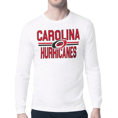 NHL White Carolina Hurricanes Starter Mesh Look Team Name Long Sleeve T-Shirt