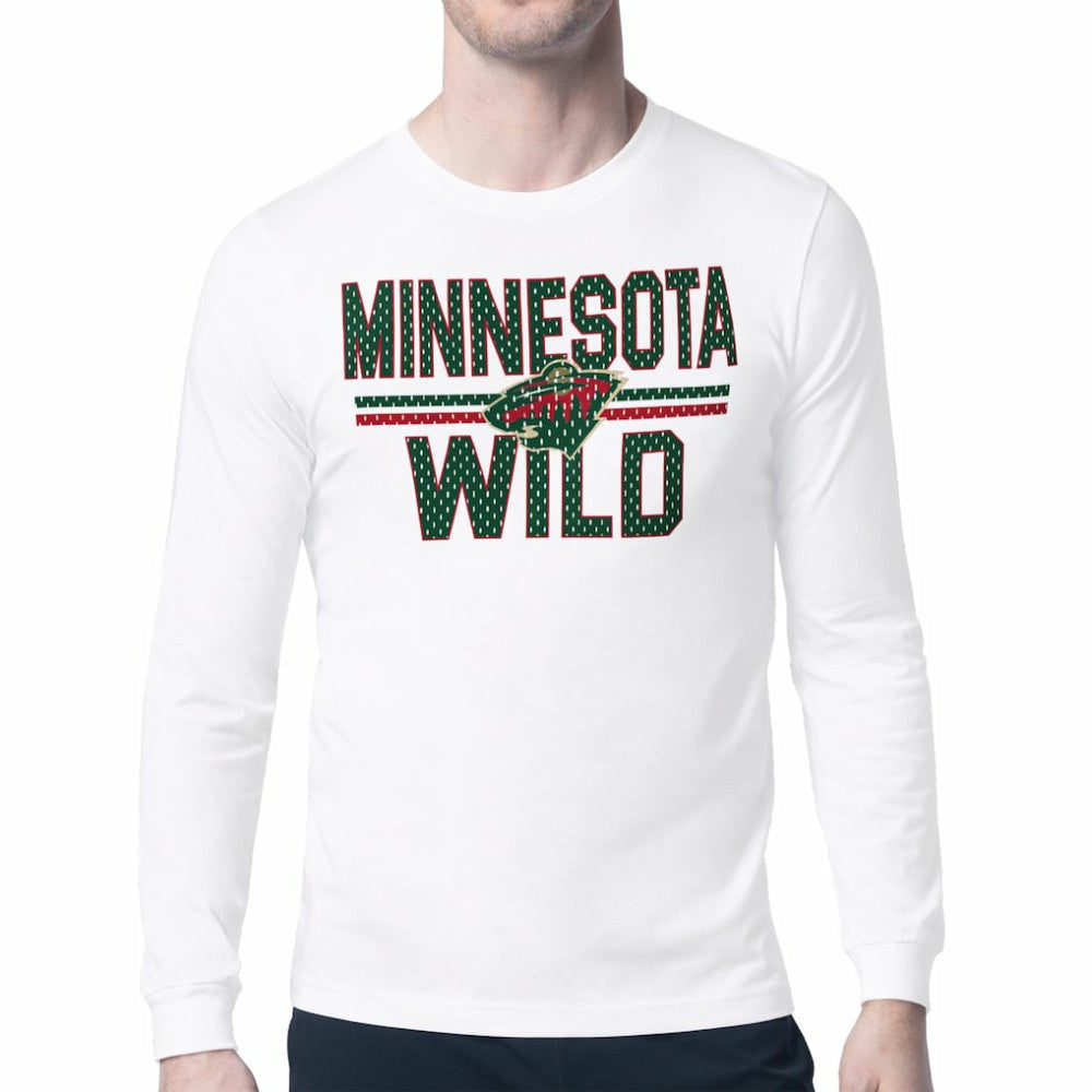 NHL White Minnesota Wild Starter Mesh Look Team Name Long Sleeve T-Shirt