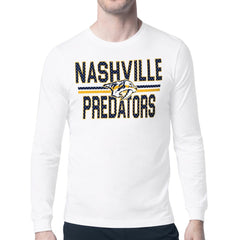 NHL White Nashville Predators Starter Mesh Look Team Name Long Sleeve T-Shirt