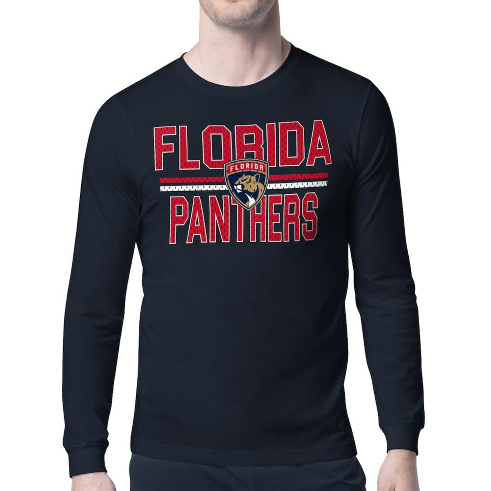 NHL Navy Florida Panthers Starter Mesh Look Team Name Long Sleeve T-Shirt