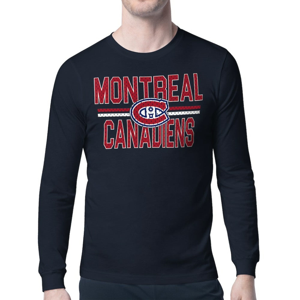 NHL Navy Montreal Canadiens Starter Mesh Look Team Name Long Sleeve T-Shirt