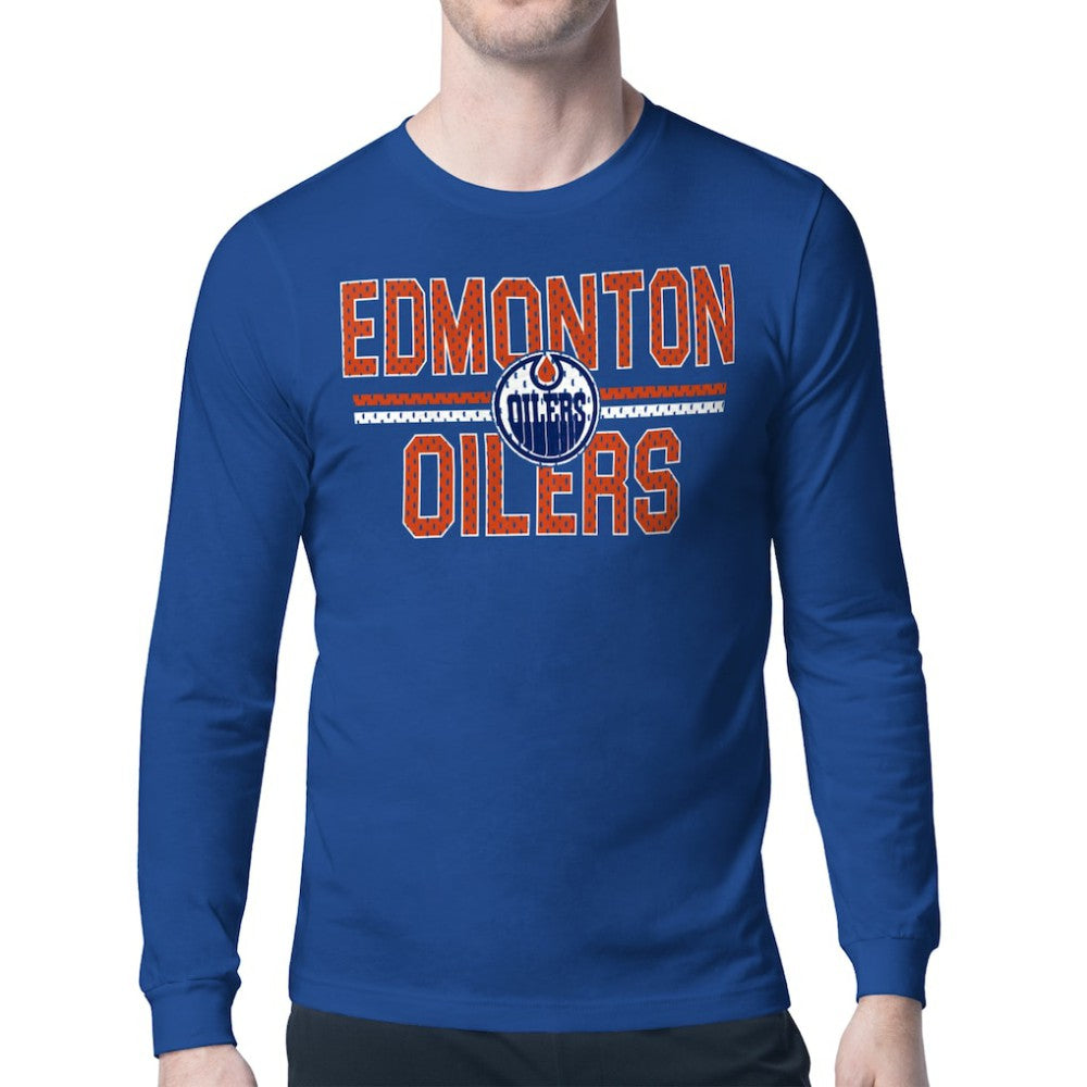 NHL Royal Edmonton Oilers Starter Mesh Look Team Name Long Sleeve T-Shirt