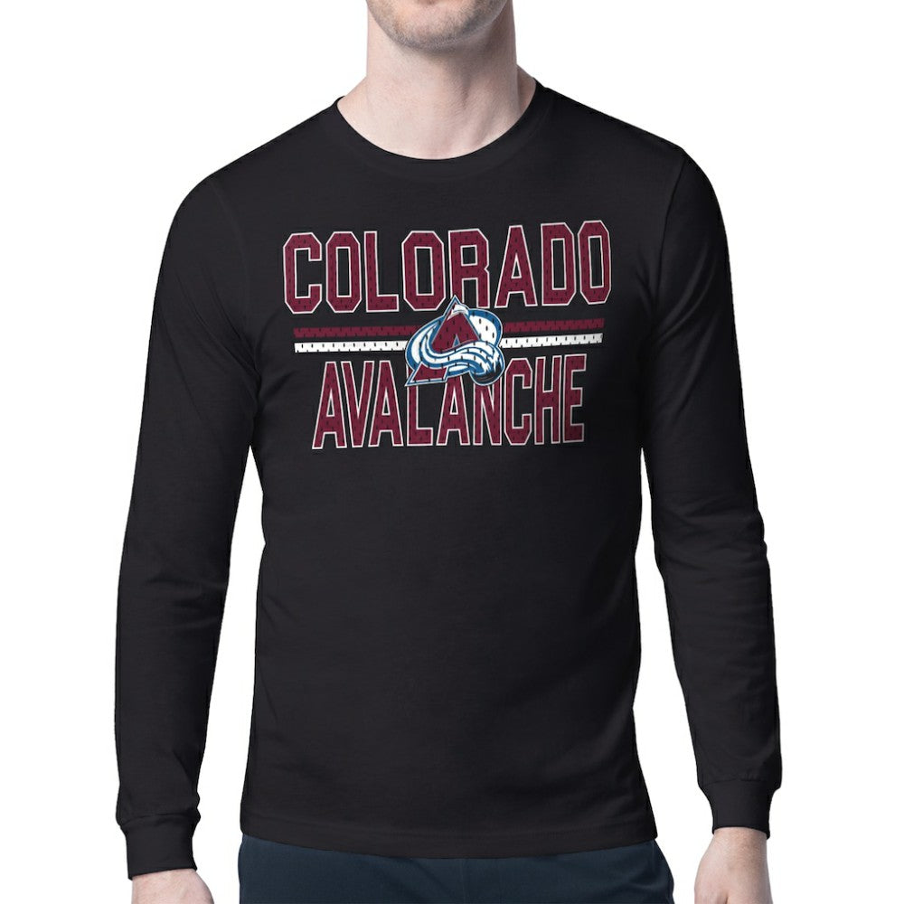 NHL Black Colorado Avalanche Starter Mesh Look Team Name Long Sleeve T-Shirt