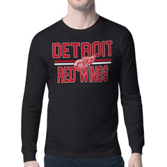 NHL Black Detroit Red Wings Starter Mesh Look Team Name Long Sleeve T-Shirt