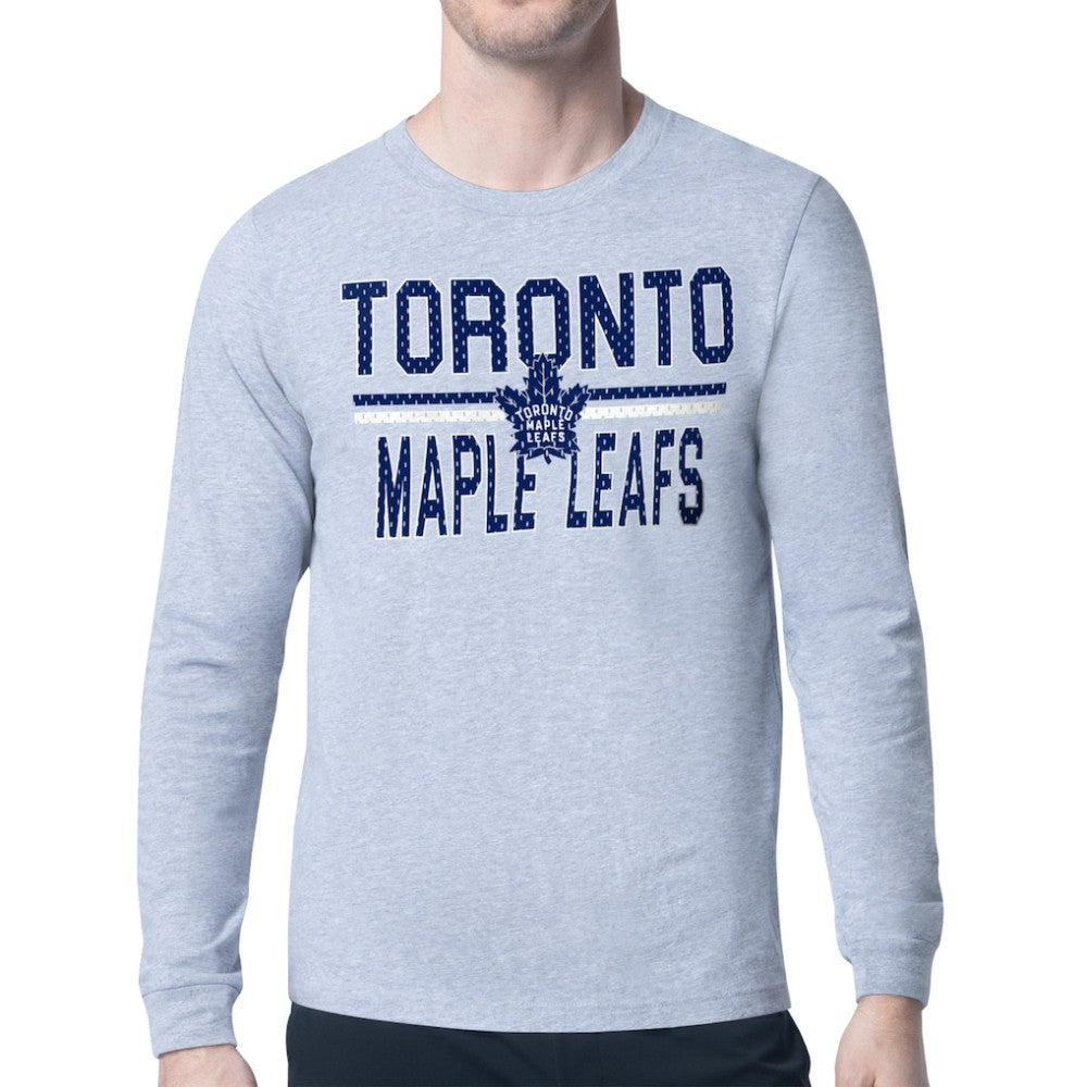 NHL Heather Gray Toronto Maple Leafs Starter Mesh Look Team Name Logo Long Sleeve T-Shirt