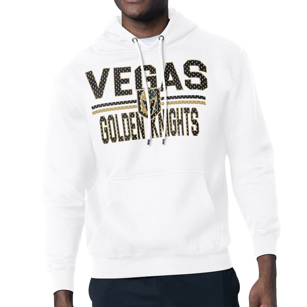 NHL White Vegas Golden Knights Starter Mesh Look Team Name Logo Tri-Blend Pullover Hoodie