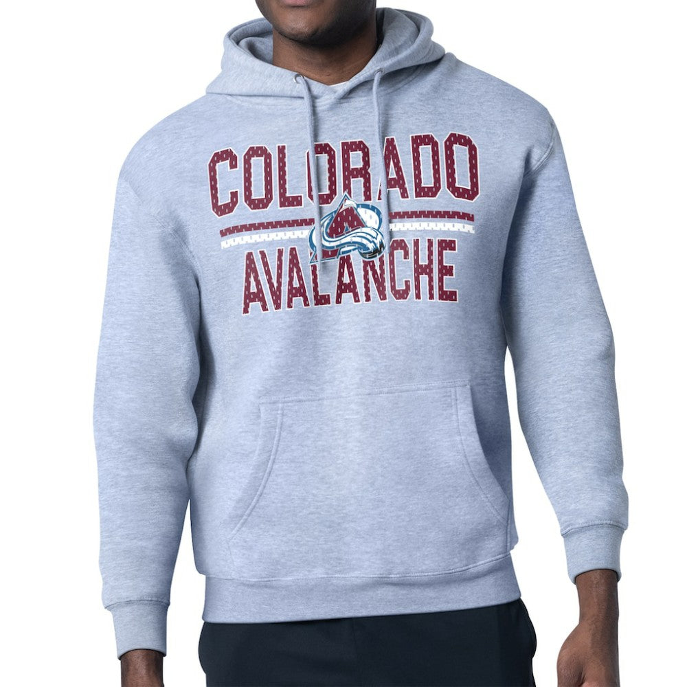 NHL Heather Gray Colorado Avalanche Starter Mesh Look Team Name Logo Tri-Blend Pullover Hoodie