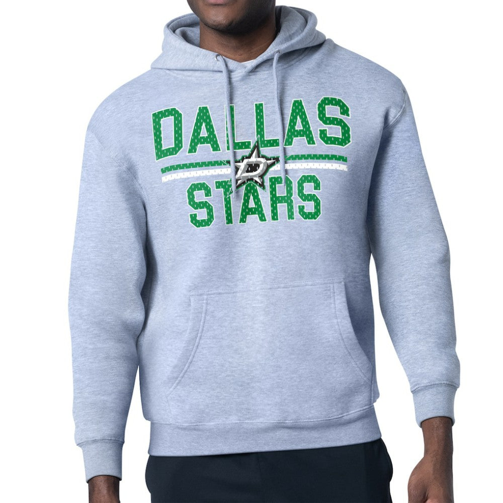 NHL Heather Gray Dallas Stars Starter Mesh Look Team Name Logo Tri-Blend Pullover Hoodie