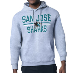 NHL Heather Gray San Jose Sharks Starter Mesh Look Team Name Logo Tri-Blend Pullover Hoodie