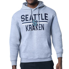 NHL Heather Gray Seattle Kraken Starter Mesh Look Team Name Logo Tri-Blend Pullover Hoodie