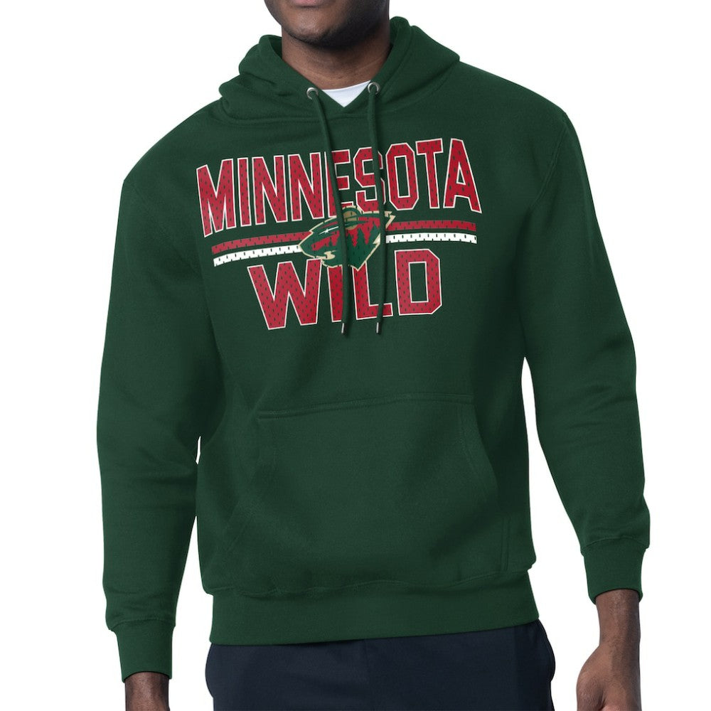NHL Green Minnesota Wild Starter Mesh Look Team Name Logo Tri-Blend Pullover Hoodie