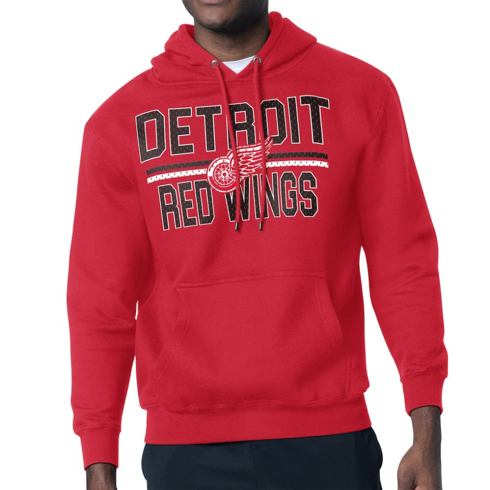 NHL Red Detroit Red Wings Starter Mesh Look Team Name Logo Tri-Blend Pullover Hoodie