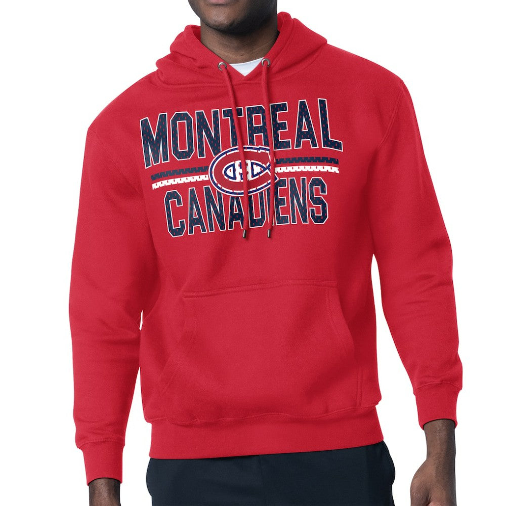 NHL Red Montreal Canadiens Starter Mesh Look Team Name Logo Tri-Blend Pullover Hoodie