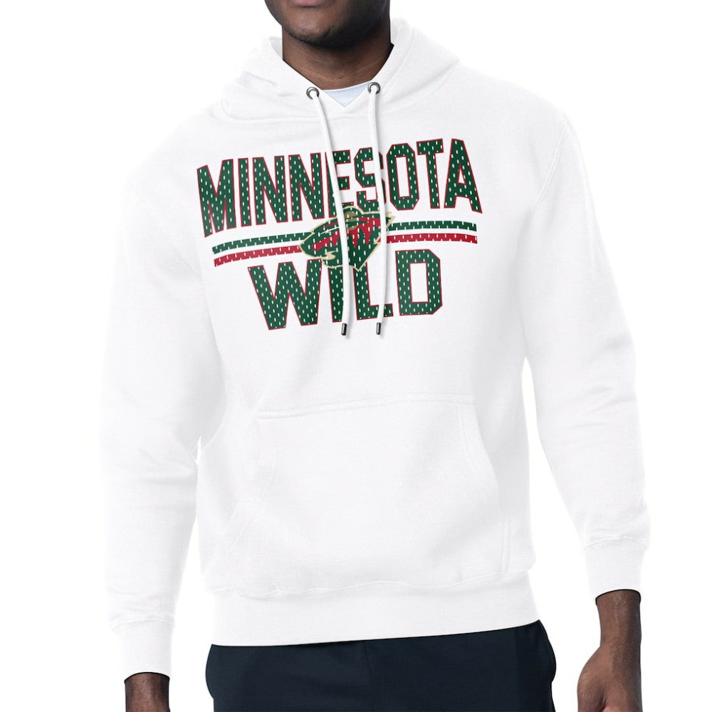 NHL White Minnesota Wild Starter Mesh Look Team Name Logo Tri-Blend Pullover Hoodie