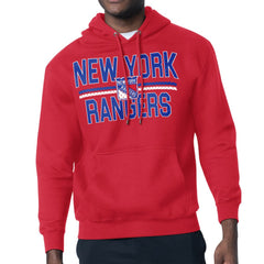 NHL Red New York Rangers Starter Mesh Look Team Name Logo Tri-Blend Pullover Hoodie