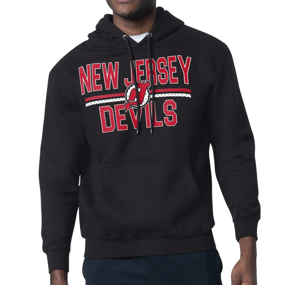 NHL Black New Jersey Devils Starter Mesh Look Team Name Logo Tri-Blend Pullover Hoodie