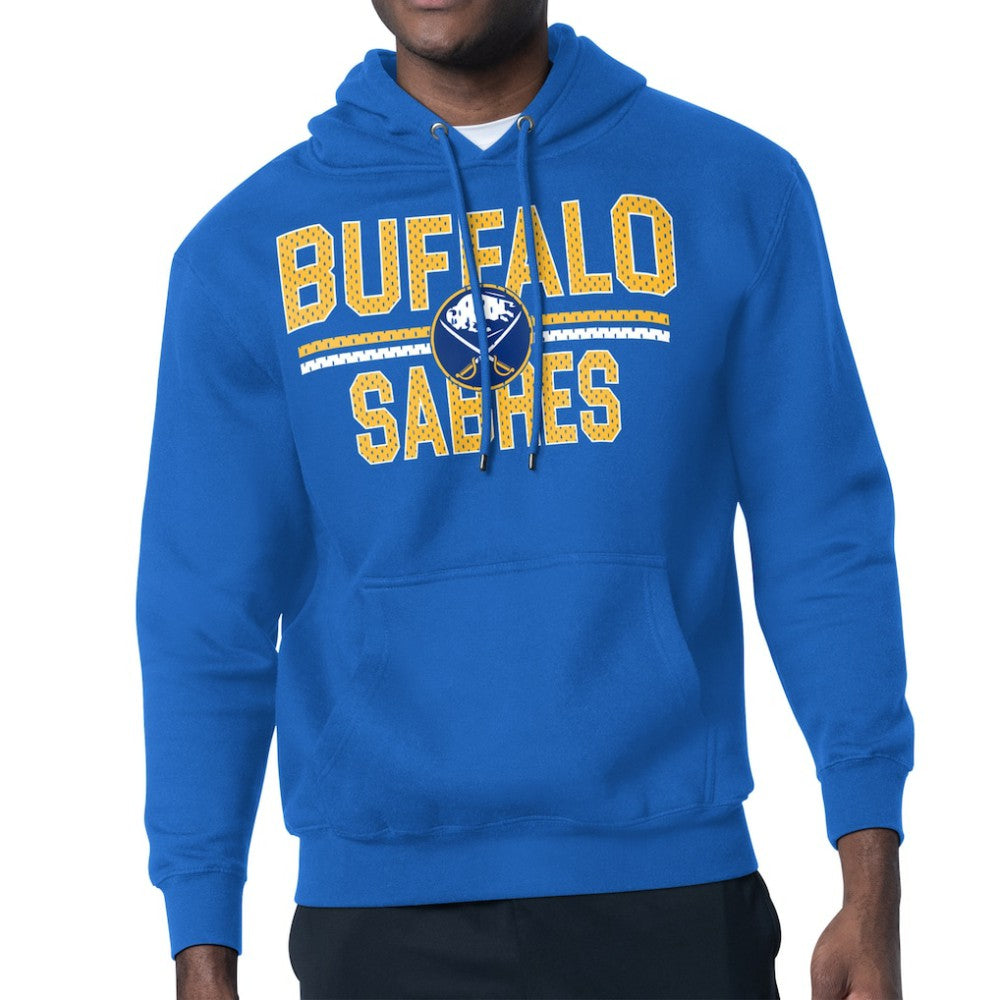 NHL Royal Buffalo Sabres Starter Mesh Look Team Name Logo Tri-Blend Pullover Hoodie