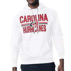 NHL White Carolina Hurricanes Starter Mesh Look Team Name Logo Tri-Blend Pullover Hoodie
