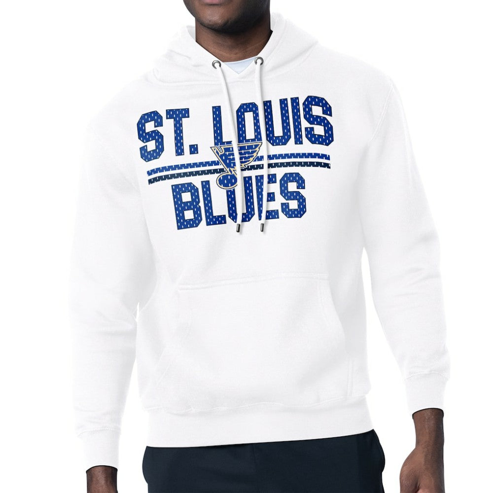 NHL White St. Louis Blues Starter Mesh Look Team Name Logo Tri-Blend Pullover Hoodie