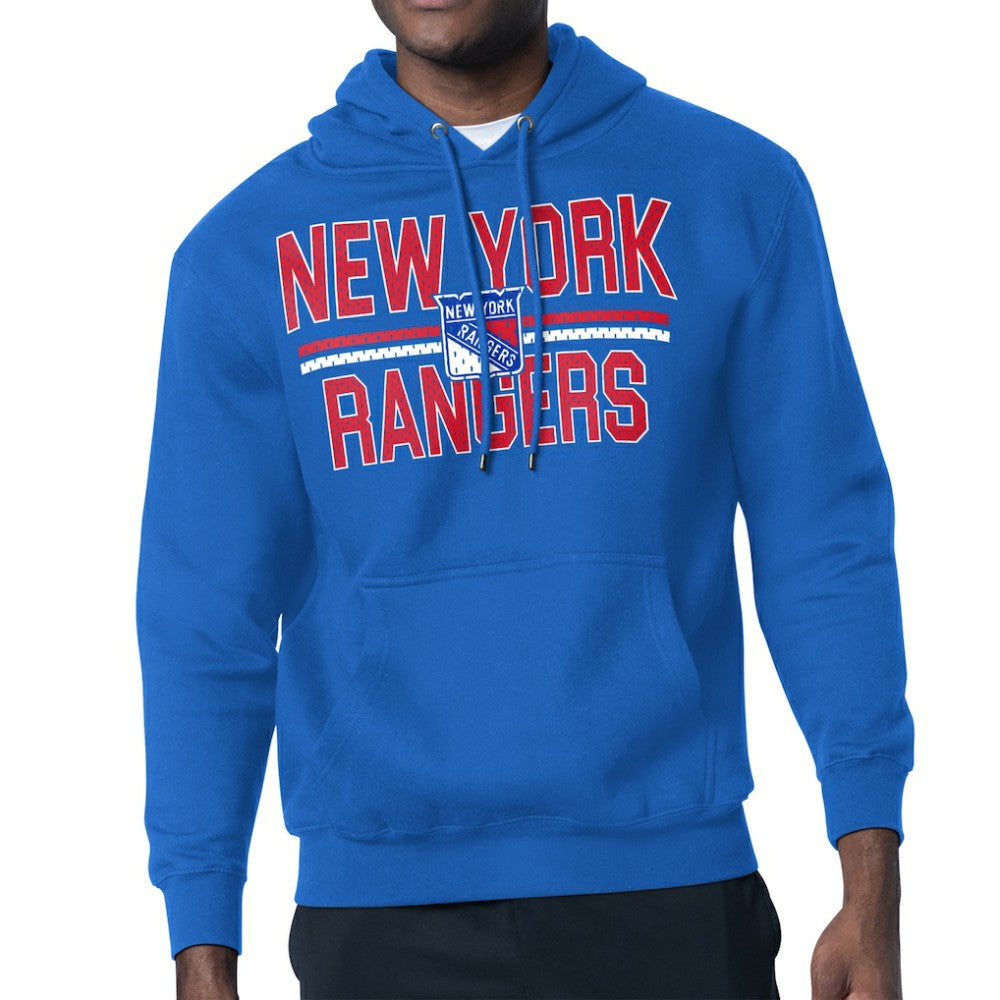 NHL Blue New York Rangers Starter Mesh Look Team Name Logo Tri-Blend Pullover Hoodie