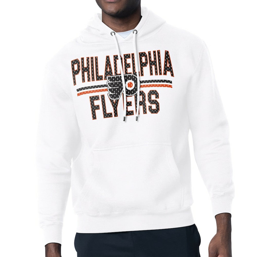NHL White Philadelphia Flyers Starter Mesh Look Team Name Logo Tri-Blend Pullover Hoodie