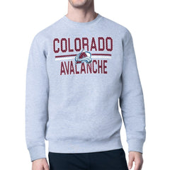 NHL Heather Gray Colorado Avalanche Starter Mesh Look Team Name Logo Pullover Sweatshirt