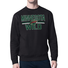 NHL Black Minnesota Wild Starter Mesh Look Team Name Logo Pullover Sweatshirt