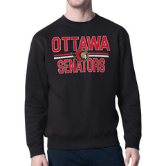 NHL Black Ottawa Senators Starter Mesh Look Team Name Logo Pullover Sweatshirt