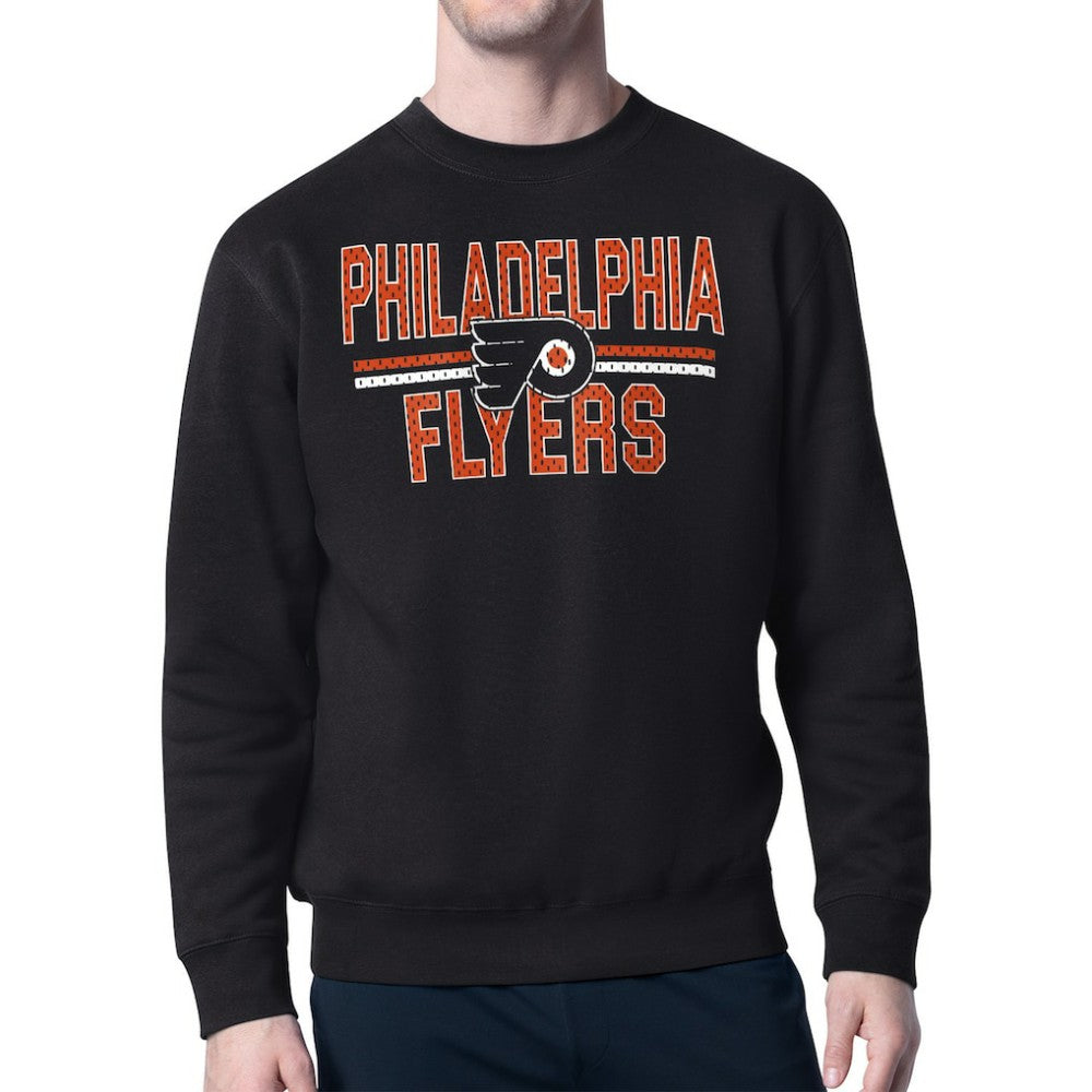 NHL Black Philadelphia Flyers Starter Mesh Look Team Name Logo Pullover Sweatshirt