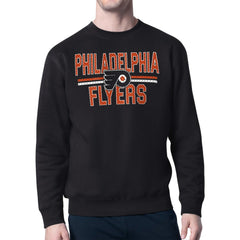 NHL Black Philadelphia Flyers Starter Mesh Look Team Name Logo Pullover Sweatshirt