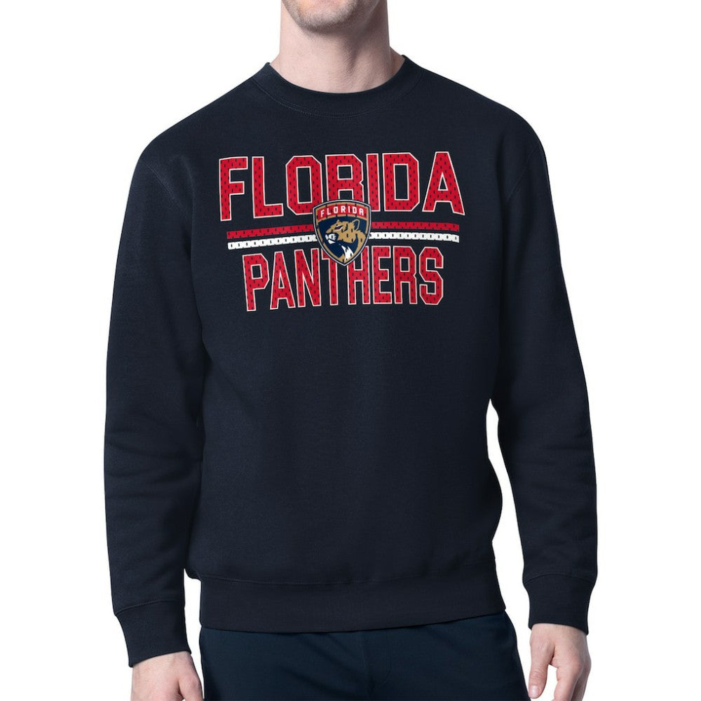 NHL Navy Florida Panthers Starter Mesh Look Team Name Logo Pullover Sweatshirt