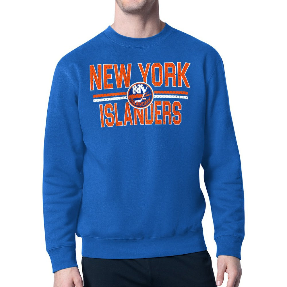 NHL Blue New York Islanders Starter Mesh Look Team Name Logo Pullover Sweatshirt