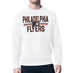 NHL White Philadelphia Flyers Starter Mesh Look Team Name Logo Pullover Sweatshirt