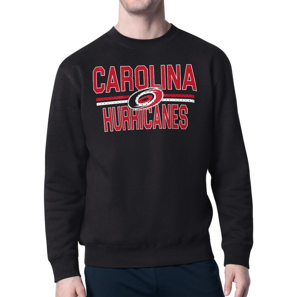 NHL Black Carolina Hurricanes Starter Mesh Look Team Name Logo Pullover Sweatshirt